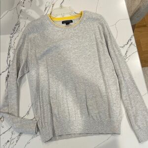 Banana Republic Light Gray Sweater with Yellow Trim